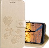 Rose reliÃ«f horizontaal Flip PU lederen tas voor Geschikt voor Xiaomi Pocophone F1, met houder & kaartsleuven & portemonnee (goud)