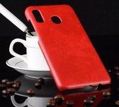 Shockproof Litchi Texture PC + PU Case voor Galaxy A20 (Rood)