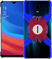 Voor OPPO R17 Pro Hero-serie Anti-val Slijtvaste metalen beschermhoes met beugel (blauw rood)