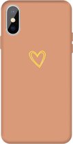 Voor iPhone XS Max Golden Love-heart Pattern Colorful Frosted TPU Phone Protective Case (Coral Orange)