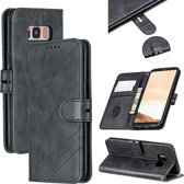 Voor Galaxy S8 Plus bijpassende kleur Frosted Texture Horizontale Flip PU lederen tas met houder & kaartsleuven & Lanyard (zwart)