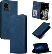 Voor Galaxy S20 Ultra Retro Skin Feel Business Magnetische horizontale flip lederen tas (marineblauw)