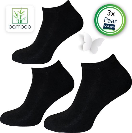 Bamboe enkelsokken Zwart (3 Paar) | Sokken heren | Sneakersokken Maat 43-46 - Gratis verzending