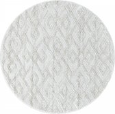 Modern laagpolig vloerkleed Pisa - crème 4708 - rond - 160x160 cm