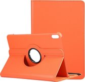 Voor huawei matepad 10.4 litchi textuur horizontale flip 360 graden rotatie lederen tas met houder (oranje)