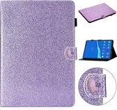 Voor lenovo tab m10 plus x606f glitter poeder liefde gesp horizontale flip lederen case met houder & kaartsleuven (paars)