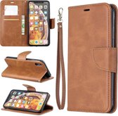 Retro lamsvacht textuur pure kleur horizontale flip pu lederen case voor Galaxy J6 2018, met houder & kaartsleuven & portemonnee & lanyard (bruin)