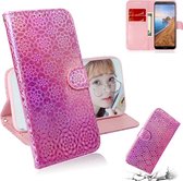 Voor xiaomi redmi 7A effen kleur kleurrijke magnetische gesp horizontale flip pu lederen case met houder & kaartsleuven & portemonnee & lanyard (roze)