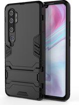 Voor Geschikt voor Xiaomi Mi CC9 Pro & Note 10 schokbestendige pc + TPU beschermhoes met onzichtbare houder (zwart)