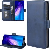 Voor Geschikt voor Xiaomi Redmi Note 8 Dual-side magnetische gesp horizontale flip lederen tas met houder & kaartsleuven & portemonnee & fotolijst (donkerblauw)