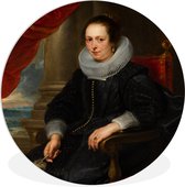 WallCircle - Wandcirkel - Muurcirkel Binnen - Portret van een vrouw, mogelijk Clara Fourment - Schilderij van Peter Paul Rubens - 60x60 cm - Wanddecoratie - Ronde Schilderijen