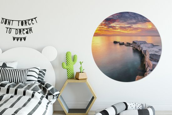 Chemin de pierre vers le mur de la mer autocollant papier peint cercle ⌀ 120 cm / cercle de papier peint / cercle mural / cercle vivant - auto-adhésif et découpe ronde