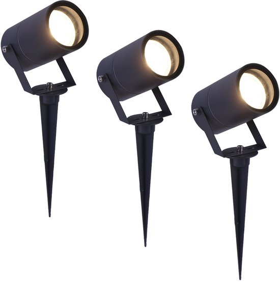 HOFTRONIC 3x HOFTRONIC Spikey - Tuinspot voor buiten - LED - Antraciet - 4000K Neutraal wit - Waterdicht - 5 Watt - Voor het uitlichten van planten/struiken en bomen