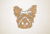 Wanddecoratie - Hond - Yorkie 1 - M - 62x60cm - Eiken - muurdecoratie - Line Art