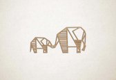 Wanddecoratie - Kind met oeder Olifant - S - 28x58cm - Eiken - muurdecoratie - Line Art