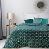 Luxe bed_Beddensprei_brulo_sprei - 200X220 - Turquoise – goud