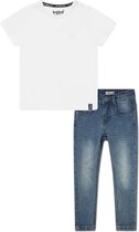 Koko Noko BIO Basics Set(2delig) Jeans NOX en Shirt Wit - Maat 122/128