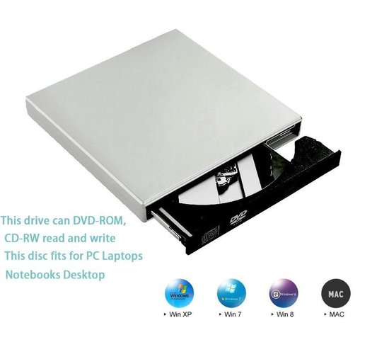 CD-ROM Lecteur DVD-ROM DriveCD RW Drive optique Graveur externe USB 2.0 DVD  portable
