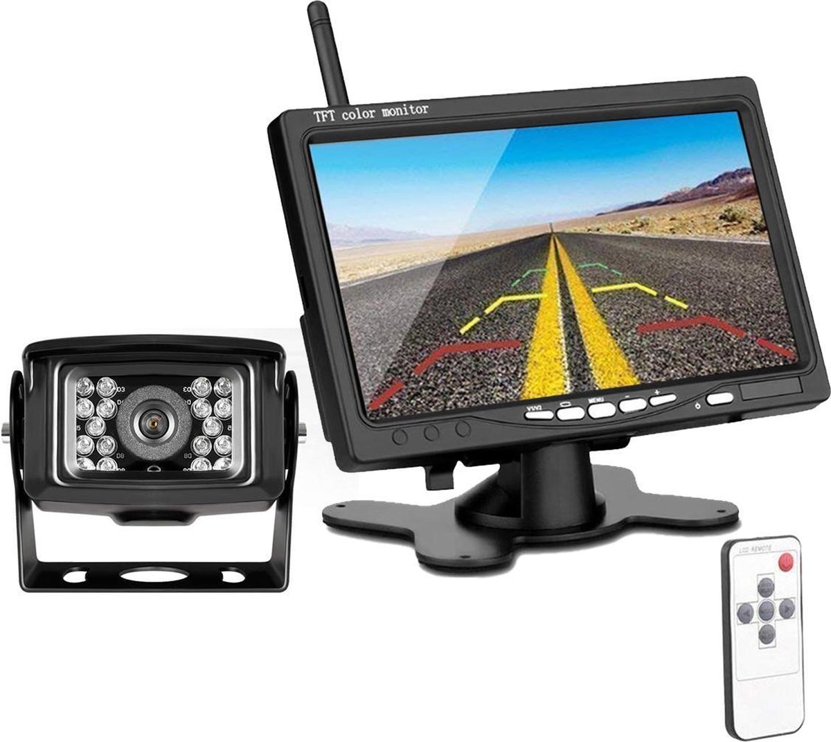 Strex Achteruitrijcamera Set Draadloos 7" Scherm 18LED Nachtzicht 15m IP67...