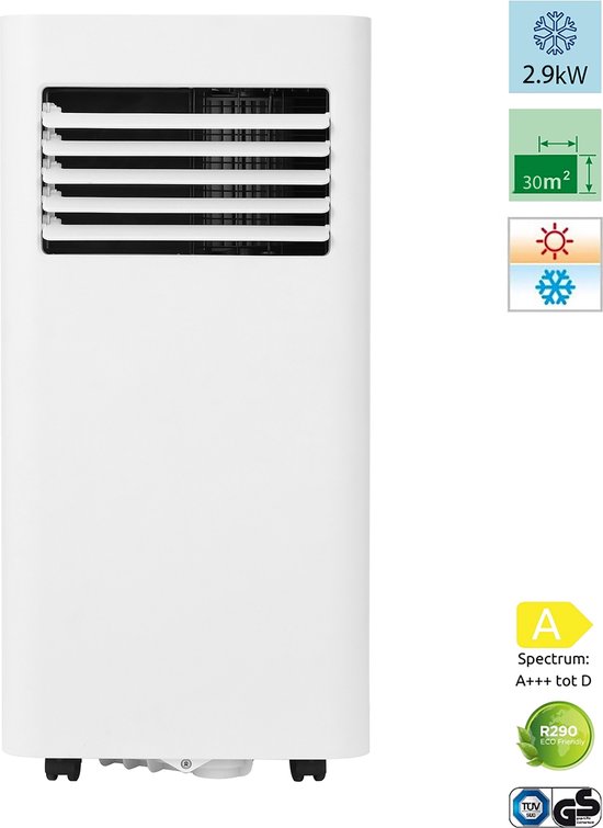 Mobiele 4-in-1 airconditioner: koelen, ontvochtigen, verwarmen, ventileren - 10000 BTU - 2,9 kW - afstandsbediening