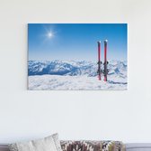 Canvas Schilderijen - Winterlandschap met Ski's - 90x60 cm | Wanddecoratie | Fotoprint op Canvas | Canvas Schilderij | Woondecoratie voor Woonkamer, Slaapkamer, Kantoor, Gang