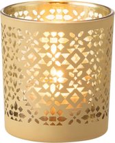J-Line Theelichthouder Abstract Patroon Glas Goud/Geel Small Set van 8 stuks