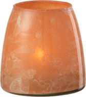 J-Line Theelichthouder Rosa Glas Oranje Small Set van 6 stuks