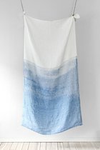 SAARI - Sauna- & Strandlaken - gewassen linnen - wit/blauw - 95x180cm