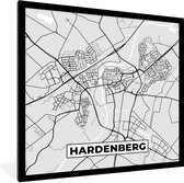 Fotolijst incl. Poster - Stadskaart - Hardenberg - Grijs - Wit - 40x40 cm - Posterlijst - Plattegrond