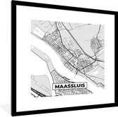 Fotolijst incl. Poster - Stadskaart - Maassluis - Grijs - Wit - 40x40 cm - Posterlijst - Plattegrond