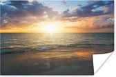 Zonsondergang boven de zee van Jamaica poster papier 60x40 cm - Foto print op Poster (wanddecoratie woonkamer / slaapkamer) / Zee en Strand