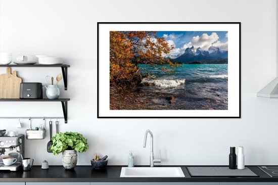 Cadre photo avec affiche - Lac Pehoe dans le parc national Torres del Paine au Chili - 120x80 cm - Cadre pour affiche