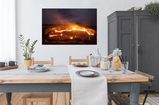 Poster Lac de lave après une éruption volcanique en Ethiopie 120x80 cm - Tirage photo sur Poster (décoration murale salon / chambre) / Affiche Catastrophes naturelles
