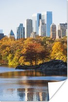 Central Park in New York vanaf het water poster 40x60 cm - Foto print op Poster (wanddecoratie woonkamer / slaapkamer) / Amerika Poster