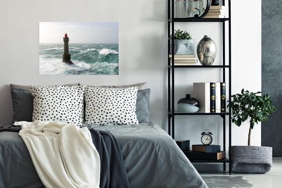 Affiche Le Phare Français de la Jument entre les vagues 60x40 cm - Tirage photo sur Poster (décoration murale salon / chambre)