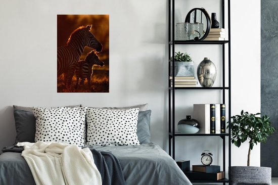 Zebra avec jeune poster papier 60x90 cm - Tirage photo sur Poster (décoration murale salon / chambre) / Poster Animaux sauvages