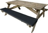 LuLu wonen - 1 Kussen Picknicktafel 150 x 30 x 4 cm |Grijs Antraciet | Waterafstotend buitenkussen