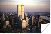 Poster Luchtfoto van Manhattan's World Trade Center boven de Hudson rivier in New York - 120x80 cm