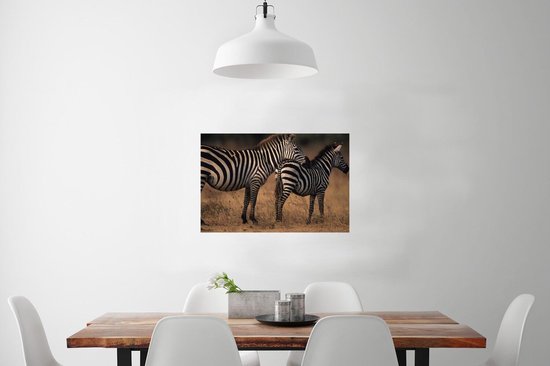 Poster Zèbres sur la savanne papier 90x60 cm - Tirage photo sur Poster (décoration murale salon / chambre) / Poster Paysages