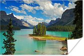 Poster Eiland op een meer in het Nationaal park Jasper in Canada - 120x80 cm