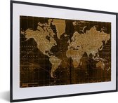 Fotolijst incl. Poster - Klassieke wereldkaart in het bruin - 40x30 cm - Posterlijst