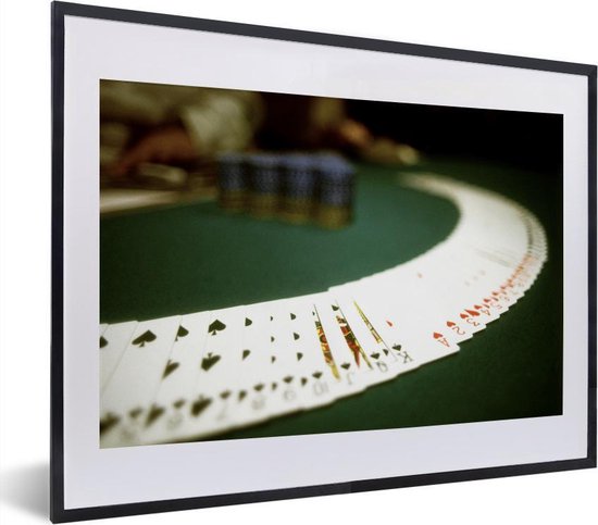 Fotolijst incl. Poster - Deck speelkaarten op tafel - 40x30 cm - Posterlijst