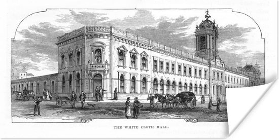 Poster Historische tekening van de White Cloth Hall in Leeds - 120x60 cm