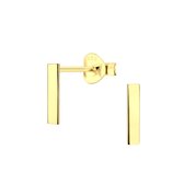 Joy|S - Zilveren bar / staaf oorbellen - 2 x 10 mm - gepolijst - 14k goudplating