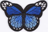 Grote Vlinder - Strijk Embleem Patch - Verschillende Kleuren - 7 x 4,5 cm - Donker Blauw