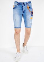 Exclusieve Skinny Jeans Short Heren - 1040 - Blauw