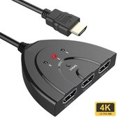 PrimeTech HDMI Switch -  Plug & Play 3 Ingangen 1 Uitgang - 4K & 3D Ondersteuning - Ultra High Speed 1080P Full HD - 3 In 1 Uit