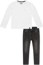 Koko Noko BIO Basics Set(2delig) Jeans NOX BLACK en Shirt LS Wit - Maat 98/104