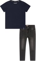 Koko Noko BIO Basics Set(2delig) Jeans NOX BLACK en Shirt Navy - Maat 110/116