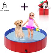 Opvouwbaar Hondenzwembad Rood-Blauw | Hondenbad 120 x 120 x 30 cm | Inclusief Cadeau | Zwembad voor honden en andere huisdieren | Verkoeling | Opvouwbaar | Dieren zwembad | Camping